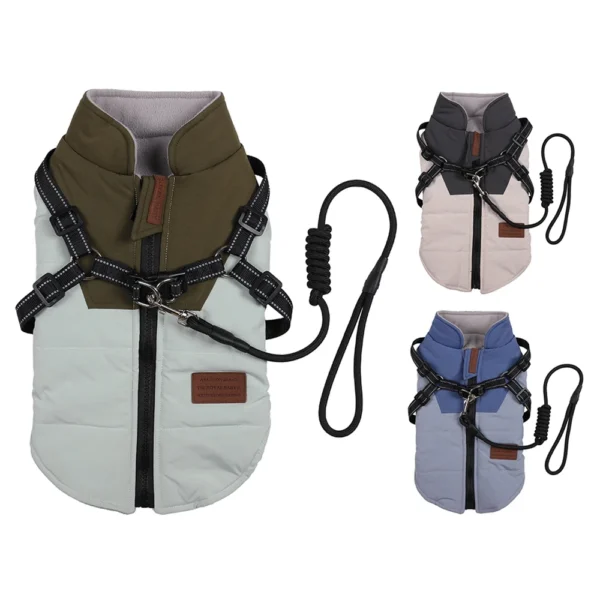 Winter Pet Dog Jacket With Harness